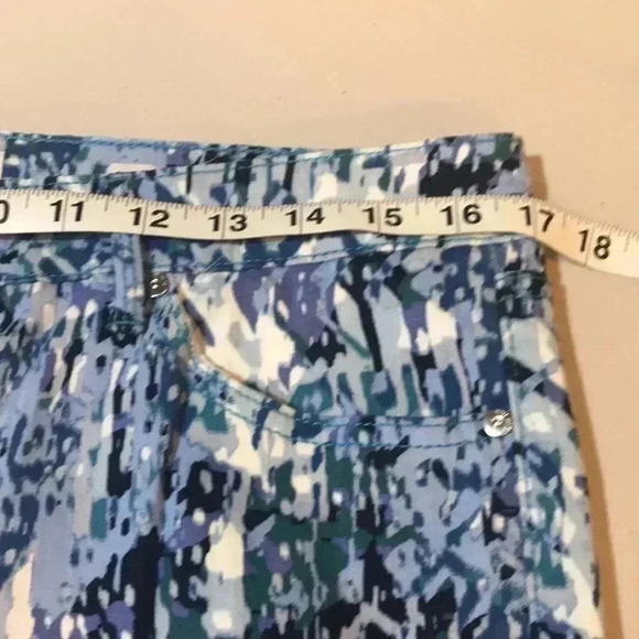 Nine West Christie Capri Denim blue print high rise cuffed jeans size 12 - Picture 8 of 8